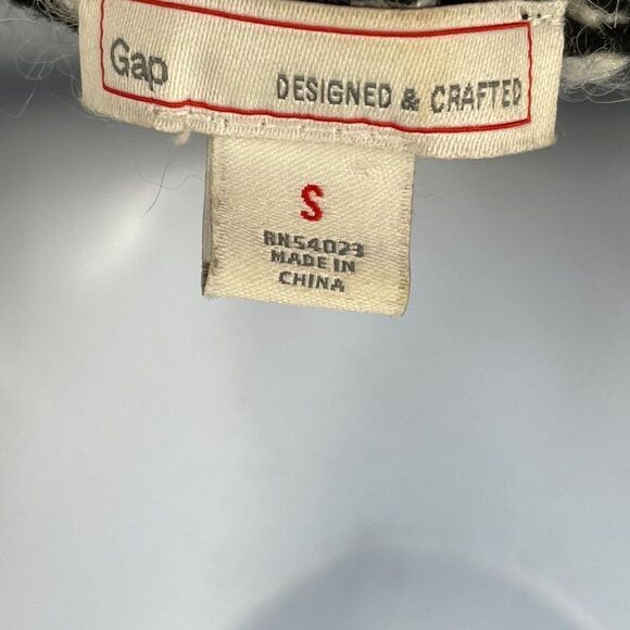 Gap Chevron Knit Open Front Oversized Cardigan Sweater Wool Alpaca Black White - Picture 6 of 7